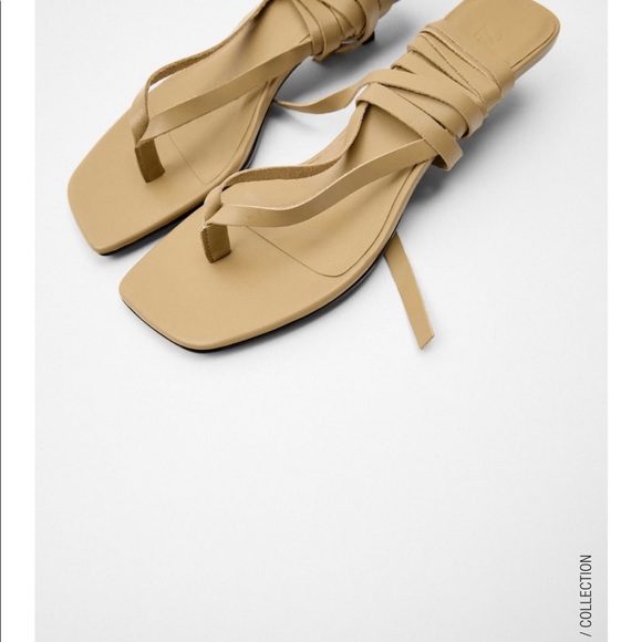Zara nude lace up kitten heels - Picture 6 of 7